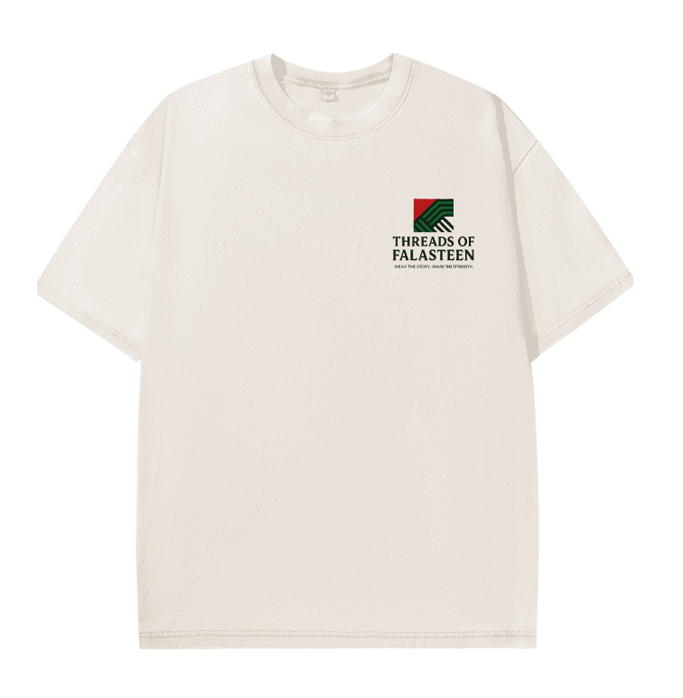 Threads of Falasteen beige oversized t-shirt