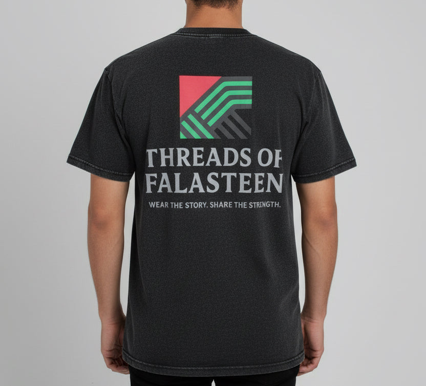 Threads of Falasteen oversized grey print T-shirt